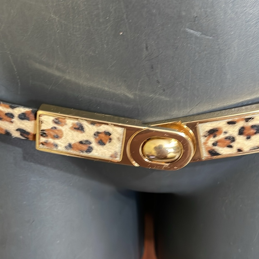 leopard print calf hair stretch belt - Picture 3 of 6